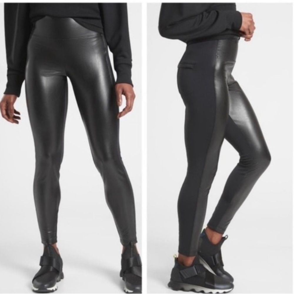 Athleta faux leather leggings in black